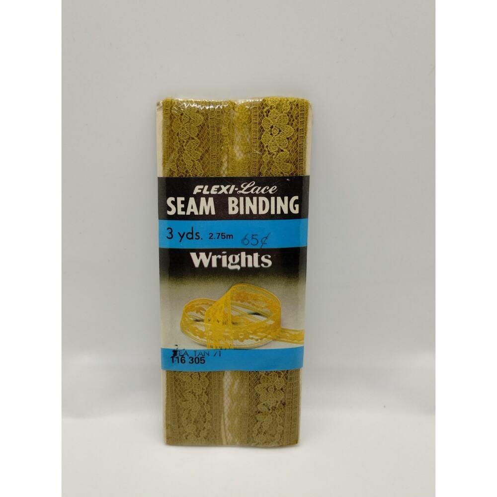 Wrights Seam Binding Flexi-Lace 3 Yds 116 305 - Tea Tan 71 - Sewing Vintage 1980